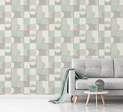 Fine Decor Marino Mint Geometric Wallpaper, 20.5-in by 33-ft