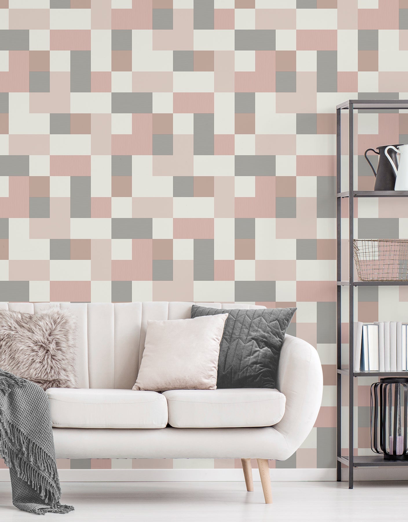 Fine Decor Milano Blush Geometric Wallpaper, 20.5-in by 33-ft