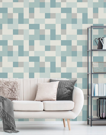 Fine Decor Milano Aqua Geometric Wallpaper, 20.5-in by 33-ft