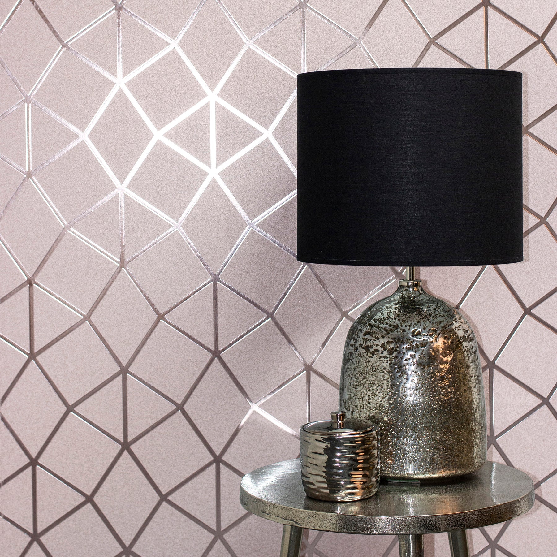 Fine Decor Stella Blush Geo Trellis Wallpaper, 20.9-in by 33-ft