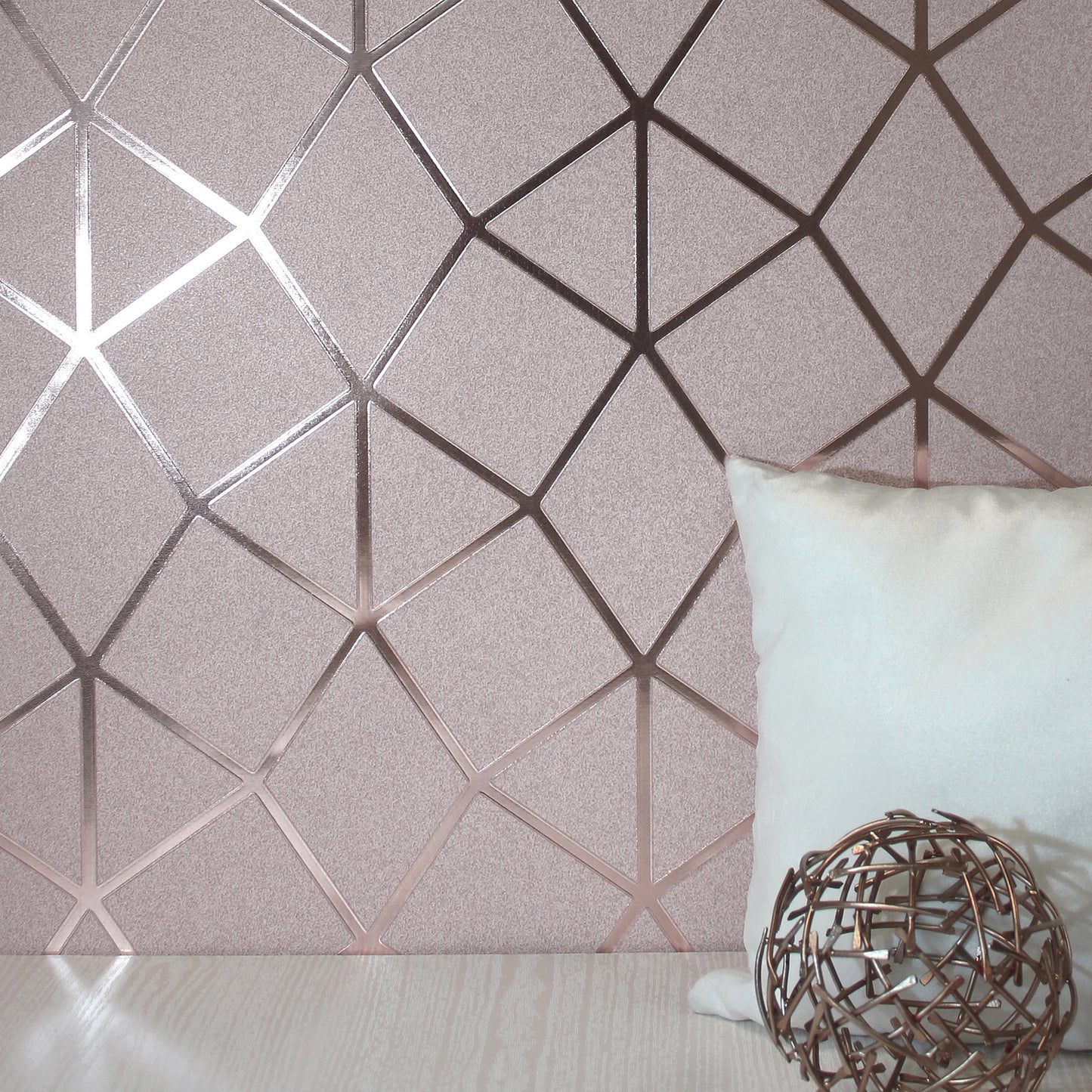 Fine Decor Stella Blush Geo Trellis Wallpaper, 20.9-in by 33-ft