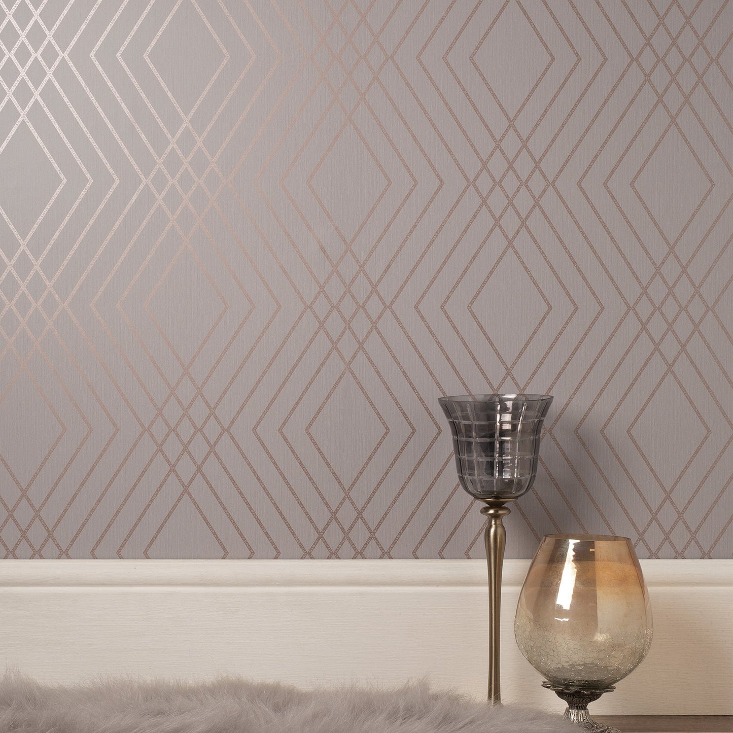 Fine Decor Shard Grey Trellis Wallpaper, 20.5-in by 33-ft