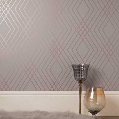 Fine Decor Shard Grey Trellis Wallpaper, 20.5-in by 33-ft