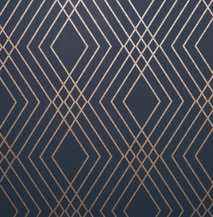 Fine Decor Shard Navy Trellis Wallpaper, 20.5-in by 33-ft