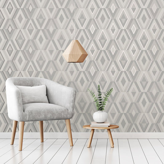 Fine Decor Shard Stone Geometric Wallpaper, 20.5-in by 33-ft