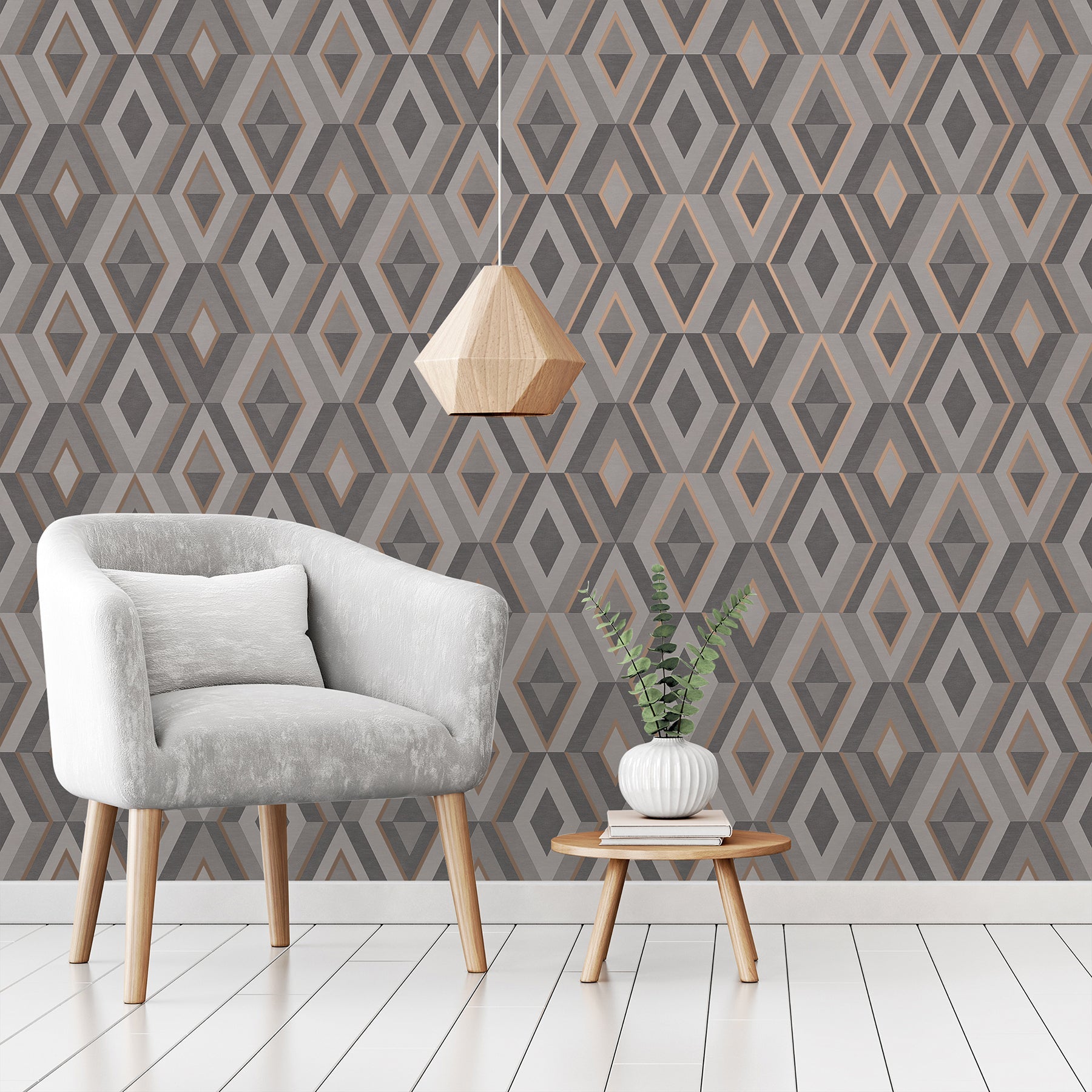 Fine Decor Shard Charcoal Geometric Wallpaper, 20.5-in by 33-ft