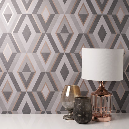 Fine Decor Shard Charcoal Geometric Wallpaper, 20.5-in by 33-ft