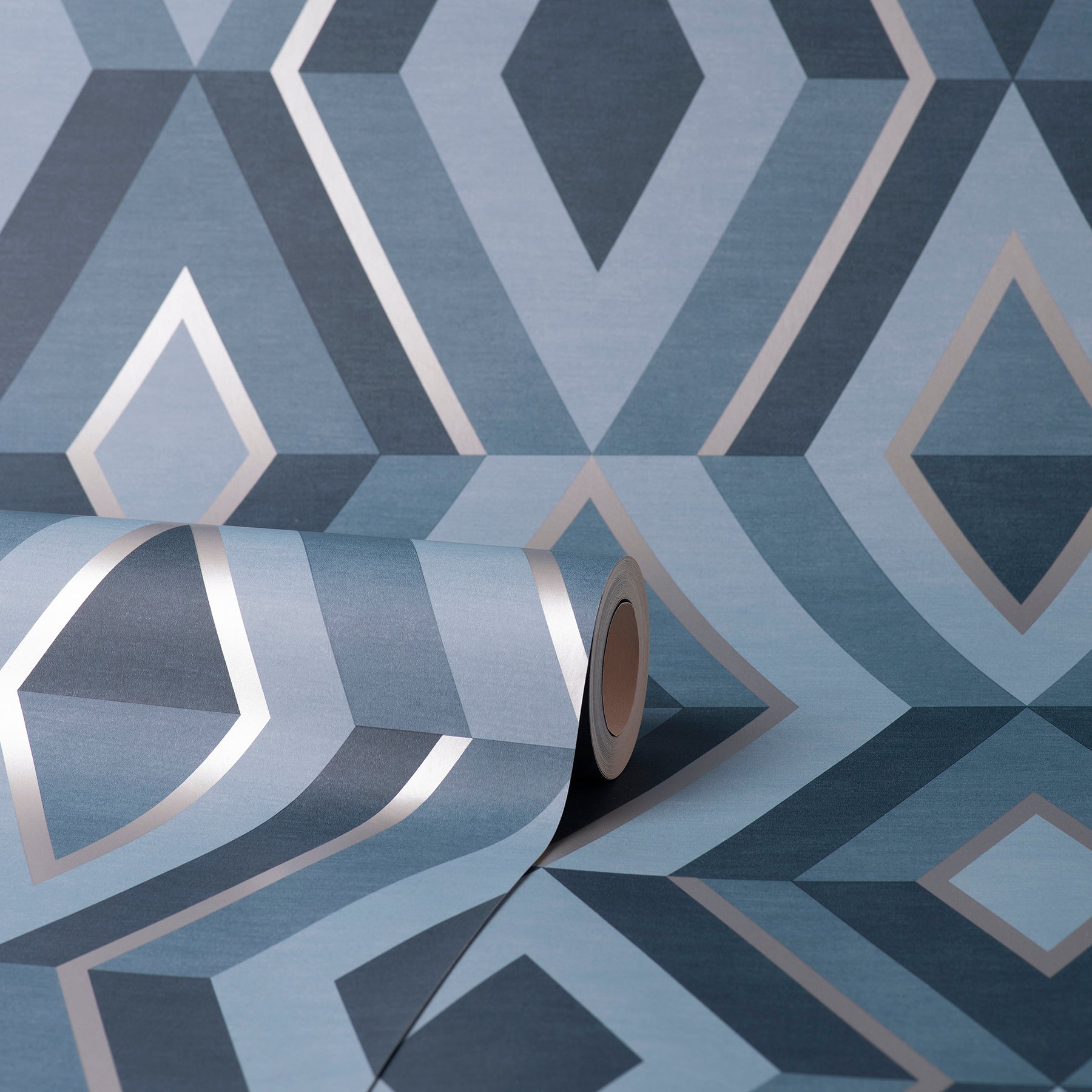 Fine Decor Shard Blue Geometric Wallpaper, 20.5-in by 33-ft