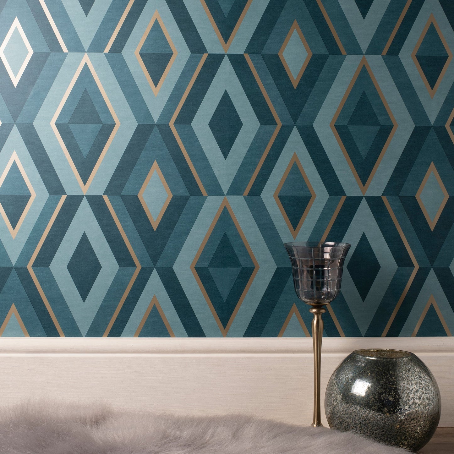 Fine Decor Shard Turquoise Geometric Wallpaper, 20.5-in by 33-ft