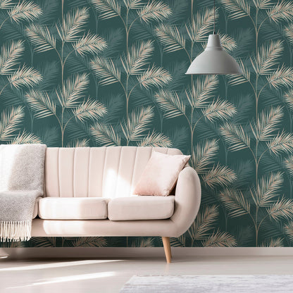 Fine Decor South Beach Evergreen Fronds Wallpaper, 20.5-in by 33-ft