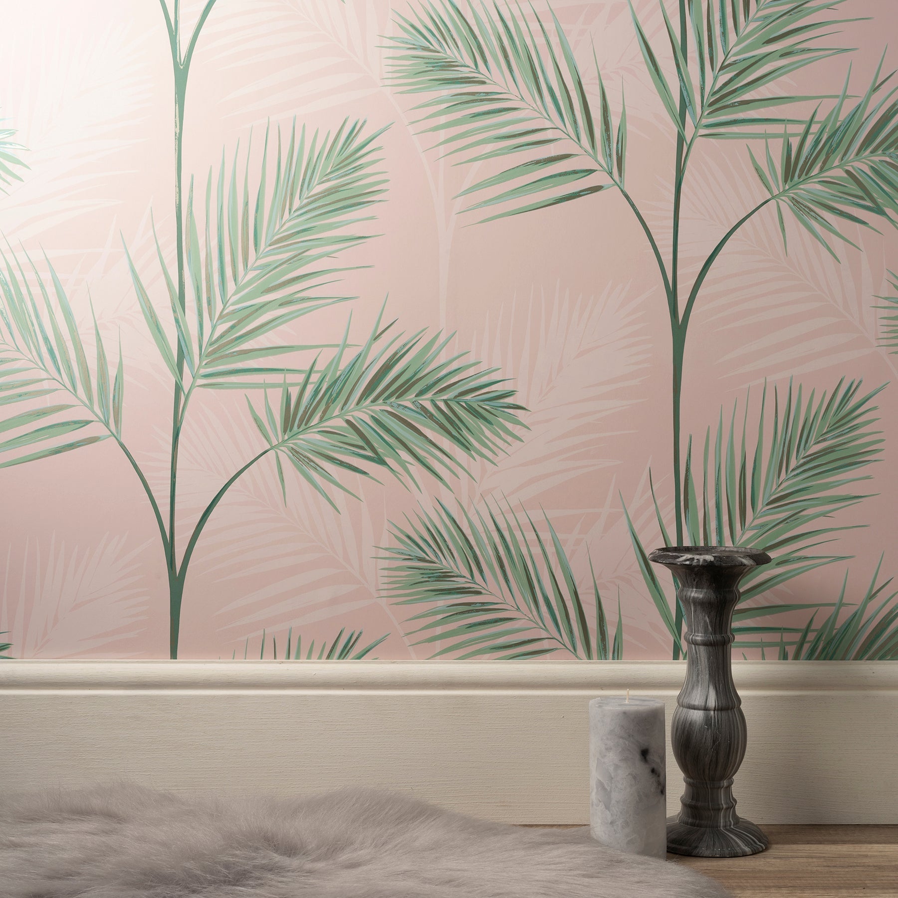 Fine Decor South Beach Blush Fronds Wallpaper, 20.5-in by 33-ft