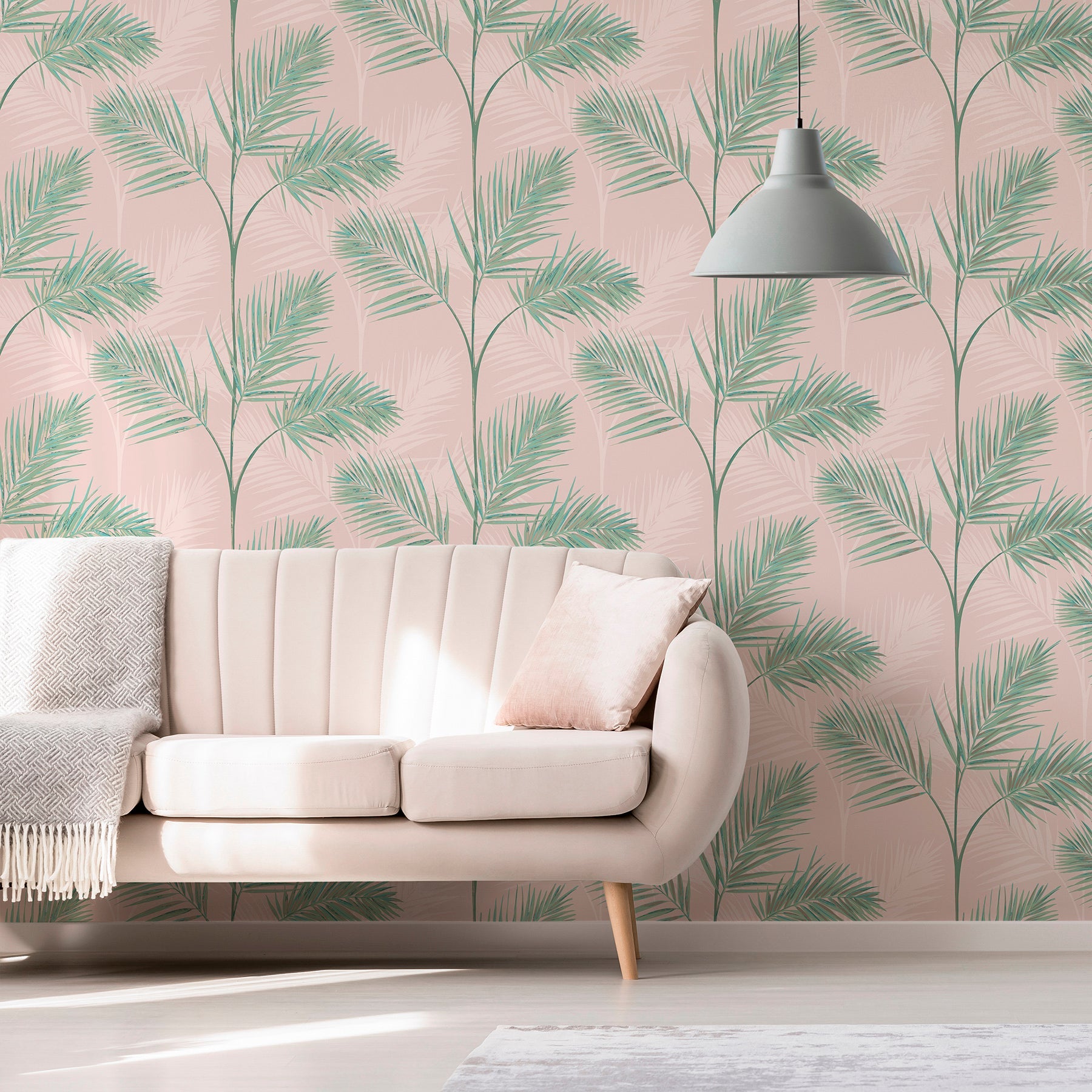 Fine Decor South Beach Blush Fronds Wallpaper, 20.5-in by 33-ft