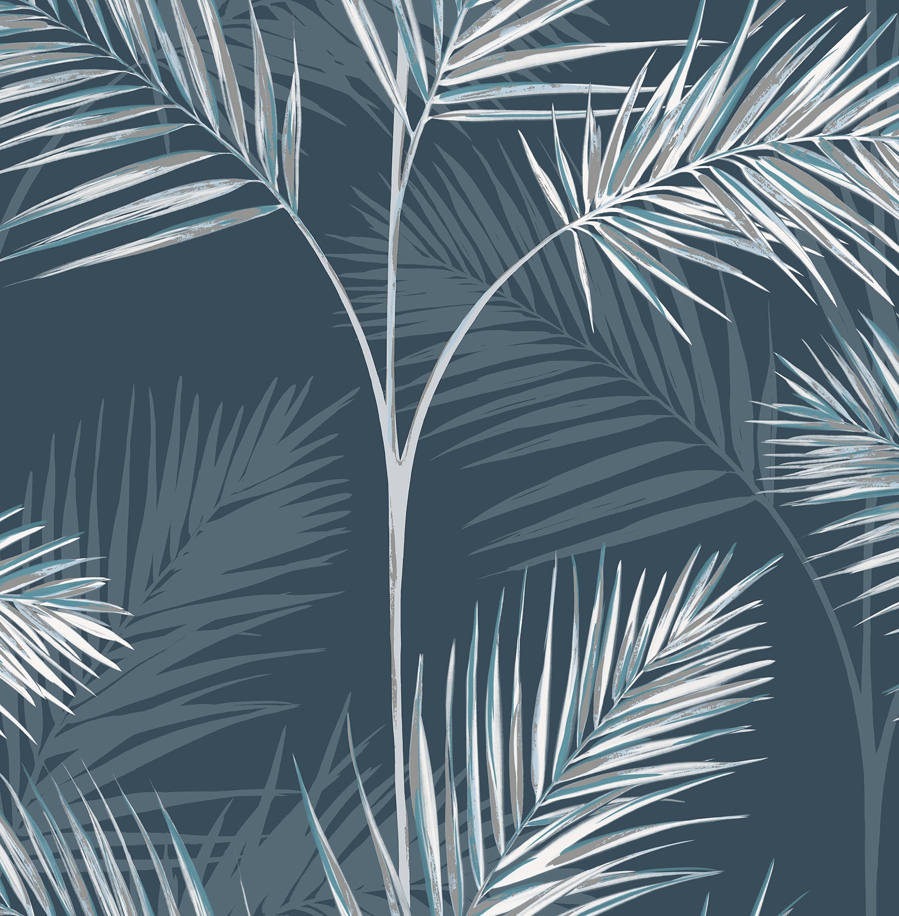 Fine Decor South Beach Navy Fronds Wallpaper, 20.5-in by 33-ft