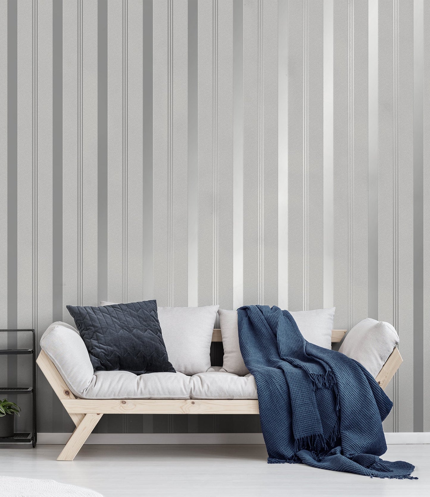 Fine Decor Collin Silver Bexley Stripe Wallpaper, 20.9-in by 33-ft