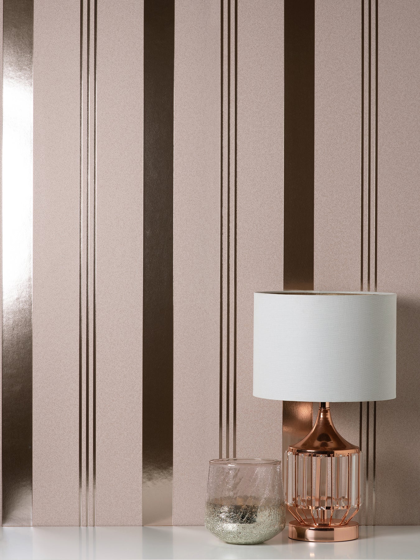 Fine Decor Collin Pink Bexley Stripe Wallpaper, 20.9-in by 33-ft