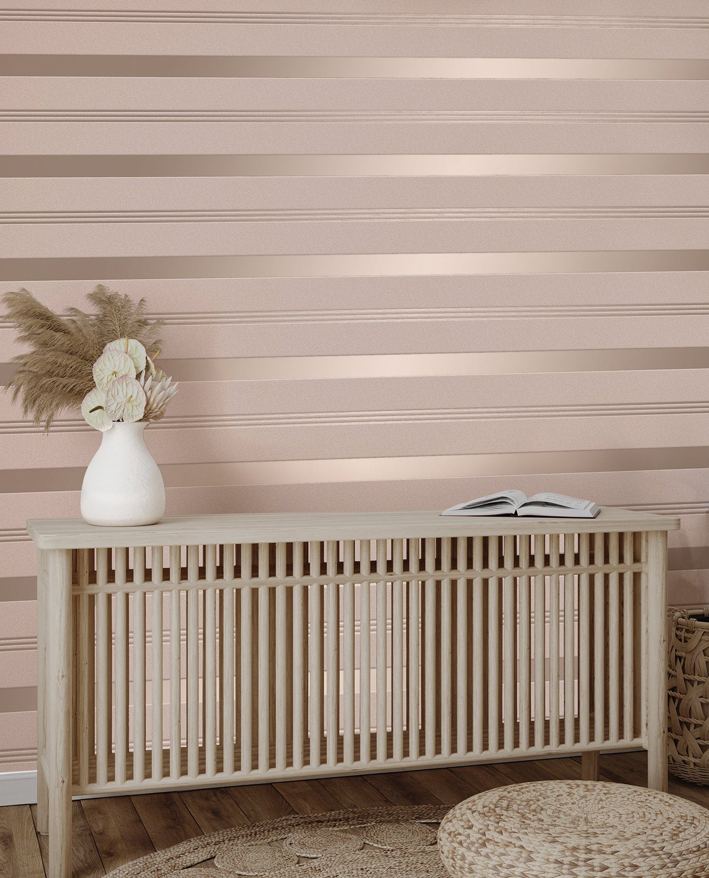 Fine Decor Collin Pink Bexley Stripe Wallpaper, 20.9-in by 33-ft