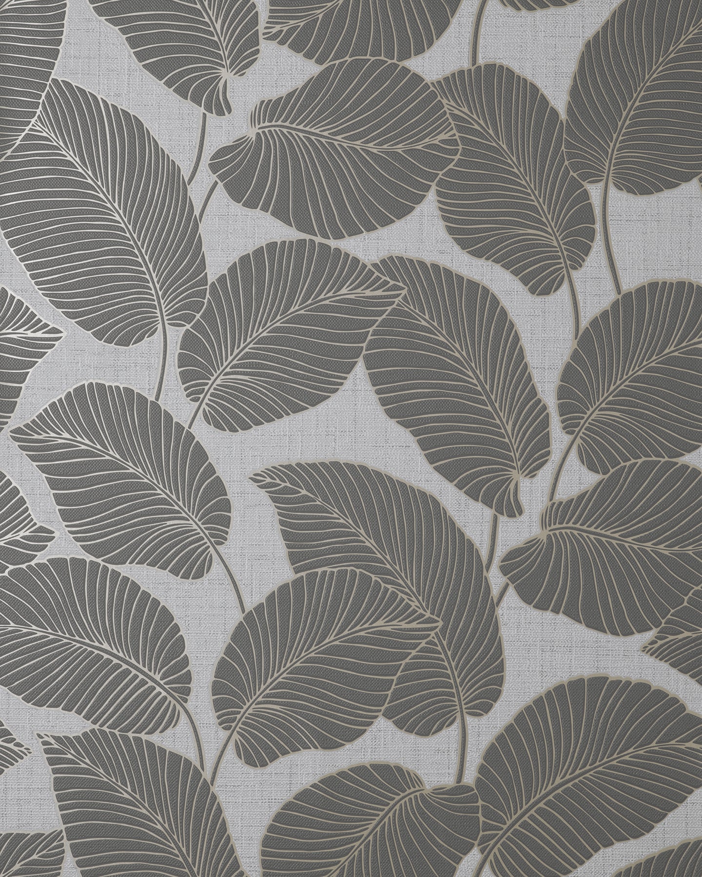 Fine Decor Larson Grey Leaf Wallpaper, 20.5-in by 33-ft