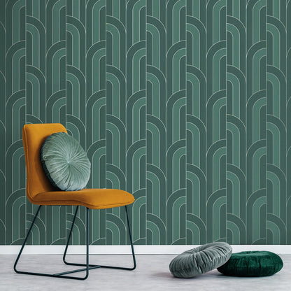 Fine Decor Ezra Teal Arch Wallpaper, 20.5-in by 33-ft