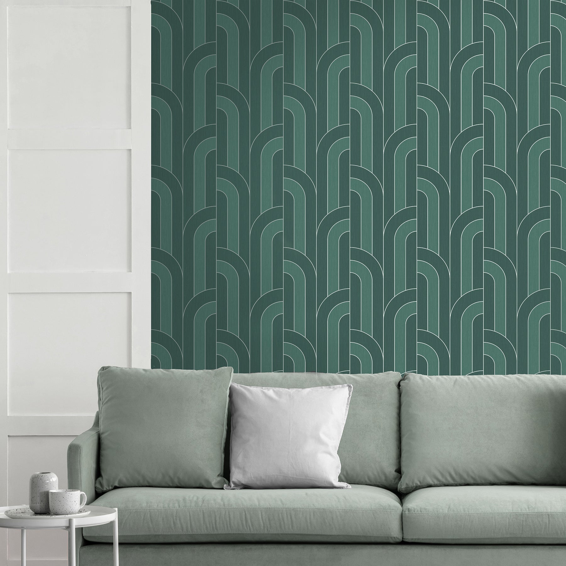 Fine Decor Ezra Teal Arch Wallpaper, 20.5-in by 33-ft