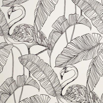 Fine Decor Mulholland White Flamingo Wallpaper, 20.5-in by 33-ft