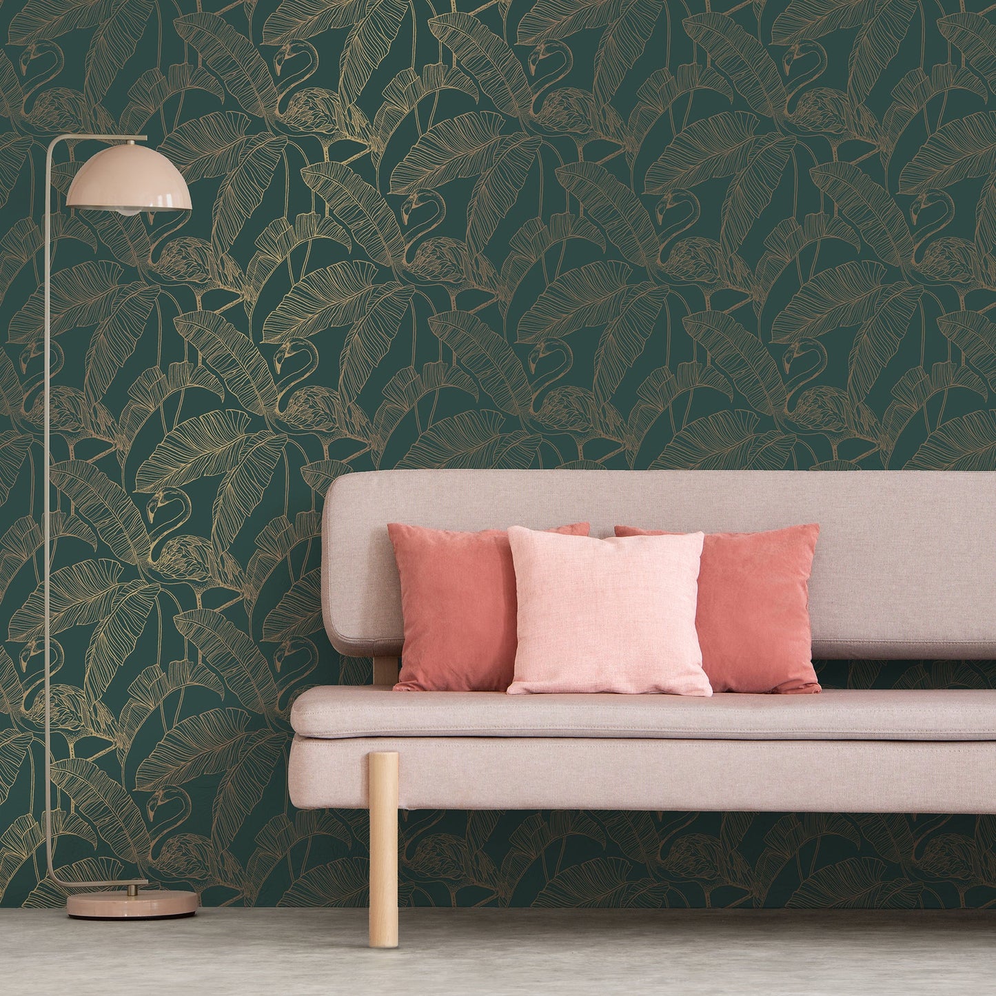 Fine Decor Mulholland Dark Green Flamingo Wallpaper, 20.5-in by 33-ft