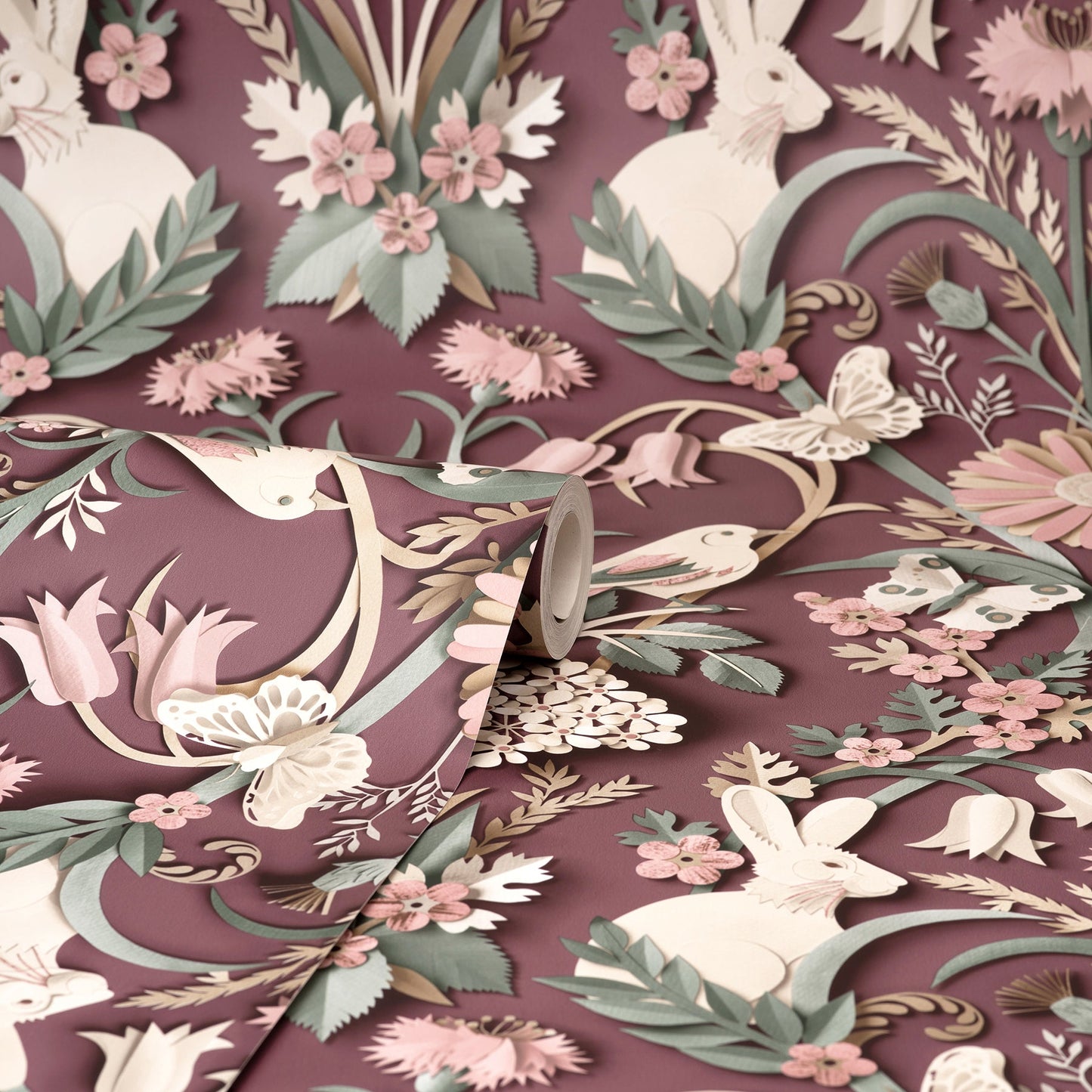 Fine Decor Fae Plum Woodland Wallpaper, 20.5-in by 33-ft