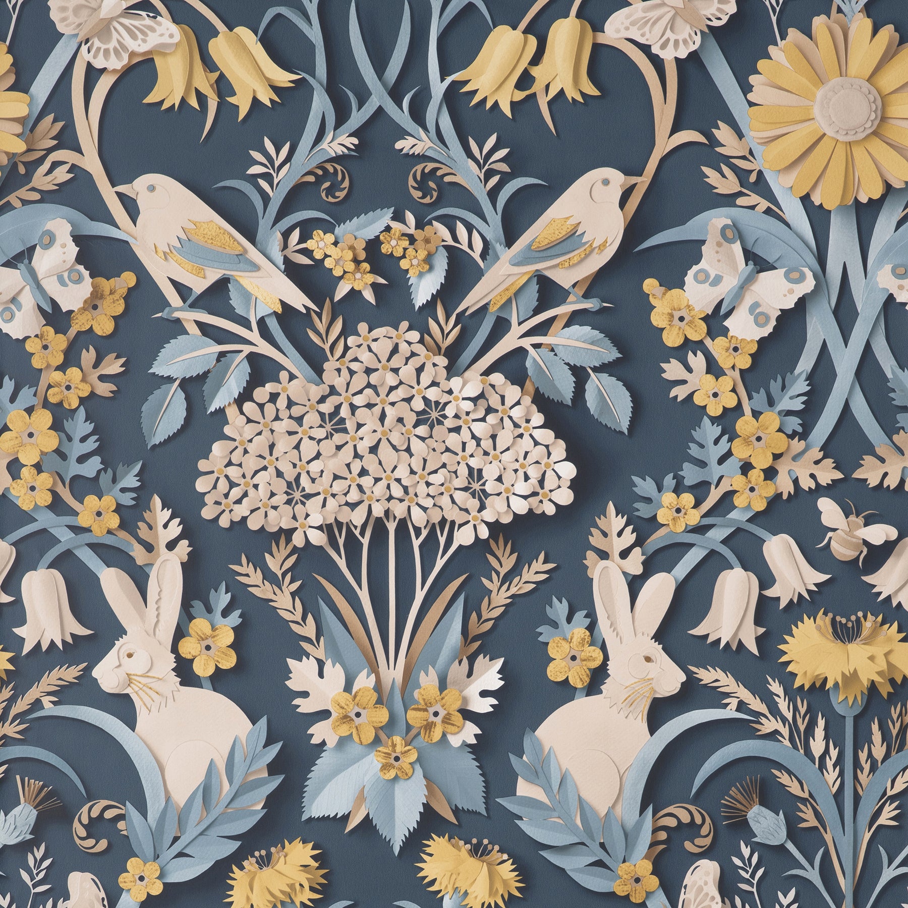 Fine Decor Fae Navy Woodland Wallpaper, 20.5-in by 33-ft