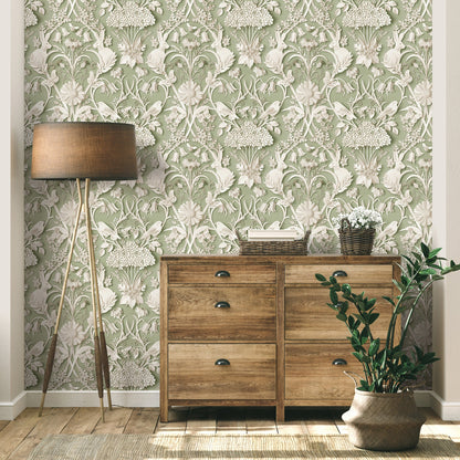 Fine Decor Fae Sage Woodland Wallpaper, 20.5-in by 33-ft