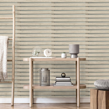 Fine Decor Marlow Grey Wood Slats Wallpaper, 20.5-in by 33-ft