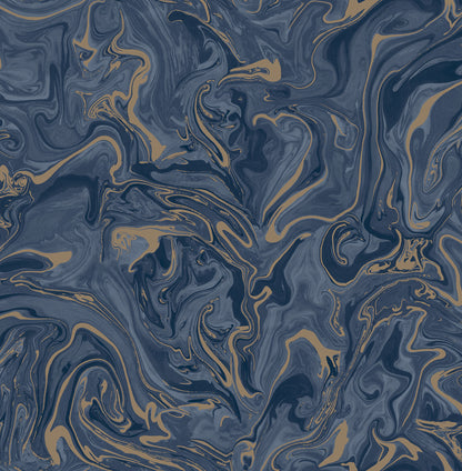 Fine Decor Suave Navy Marble Wallpaper, 20.5-in by 33-ft