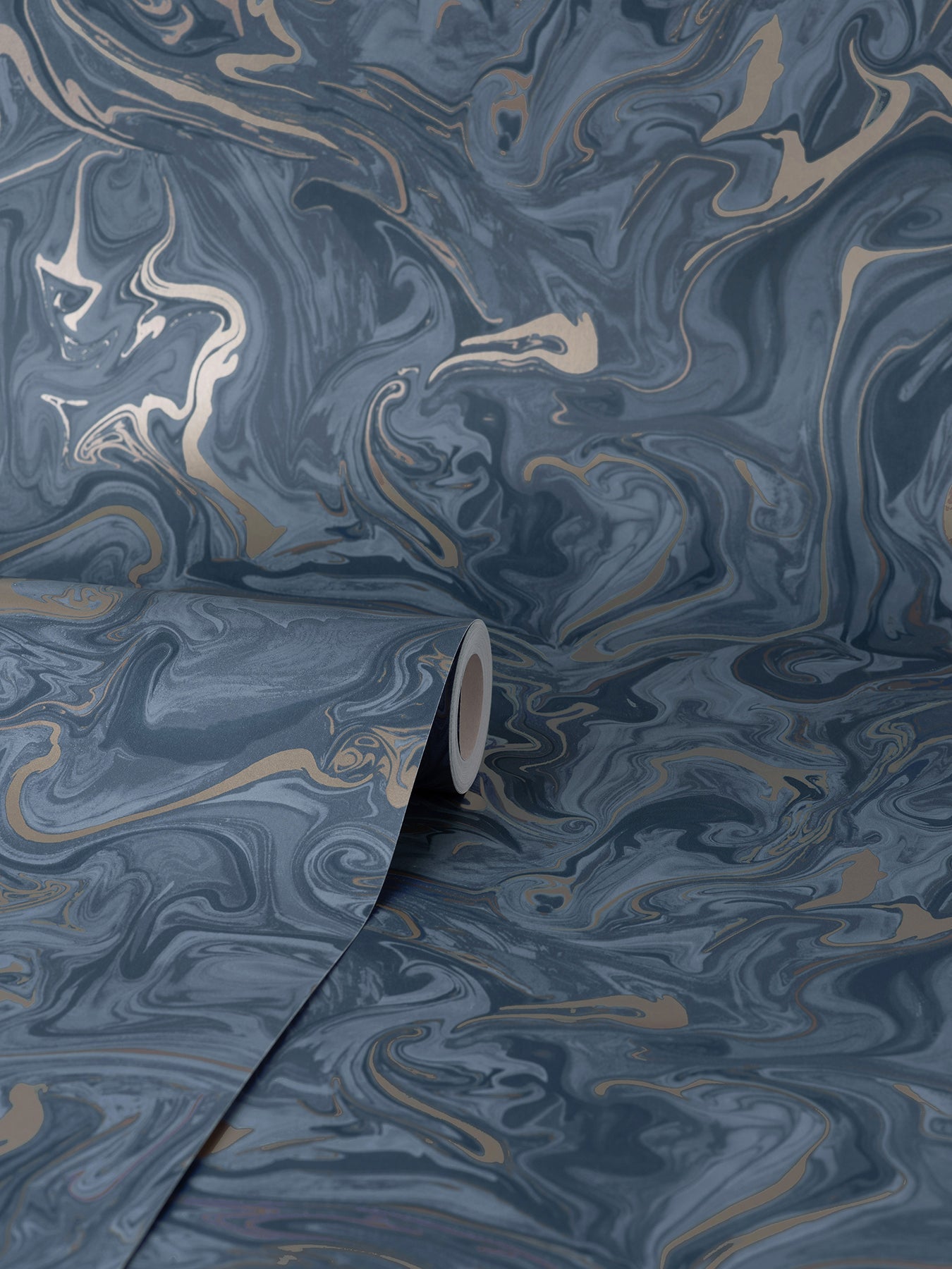 Fine Decor Suave Navy Marble Wallpaper, 20.5-in by 33-ft