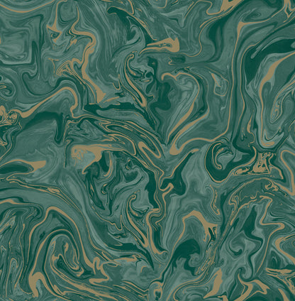 Fine Decor Suave Dark Green Marble Wallpaper, 20.5-in by 33-ft