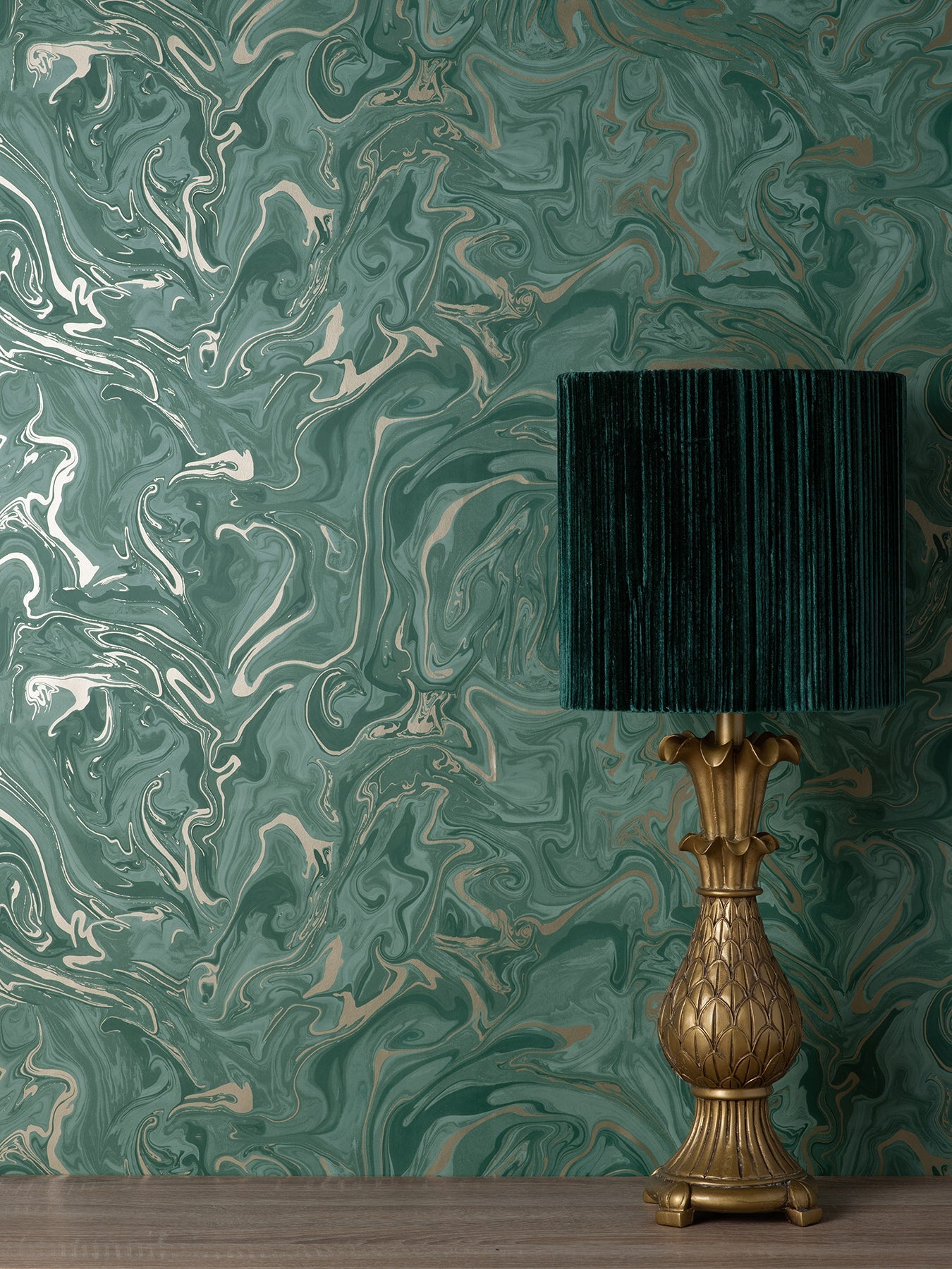 Fine Decor Suave Dark Green Marble Wallpaper, 20.5-in by 33-ft