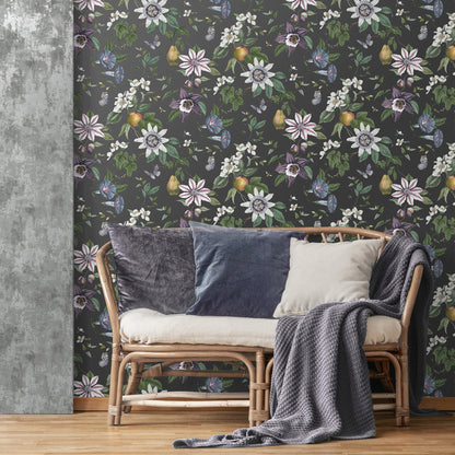 Fine Decor Sierra Black Floral Wallpaper, 20.5-in by 33-ft