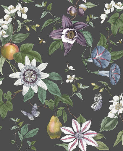 Fine Decor Sierra Black Floral Wallpaper, 20.5-in by 33-ft