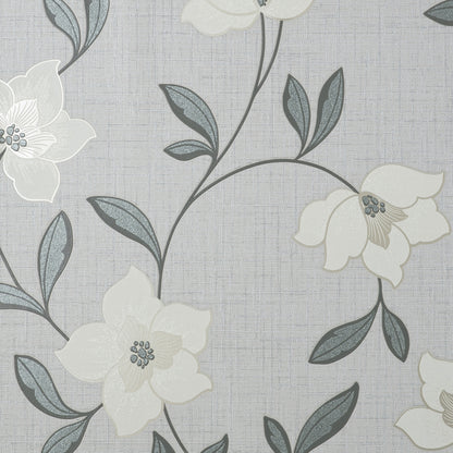 Fine Decor Larson White Floral Wallpaper, 20.5-in by 33-ft