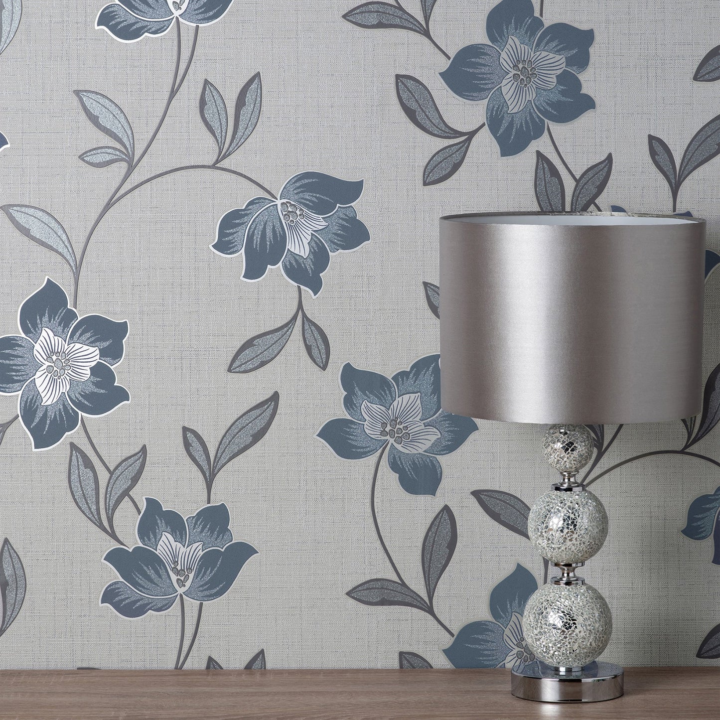 Fine Decor Larson Blue Floral Wallpaper, 20.5-in by 33-ft