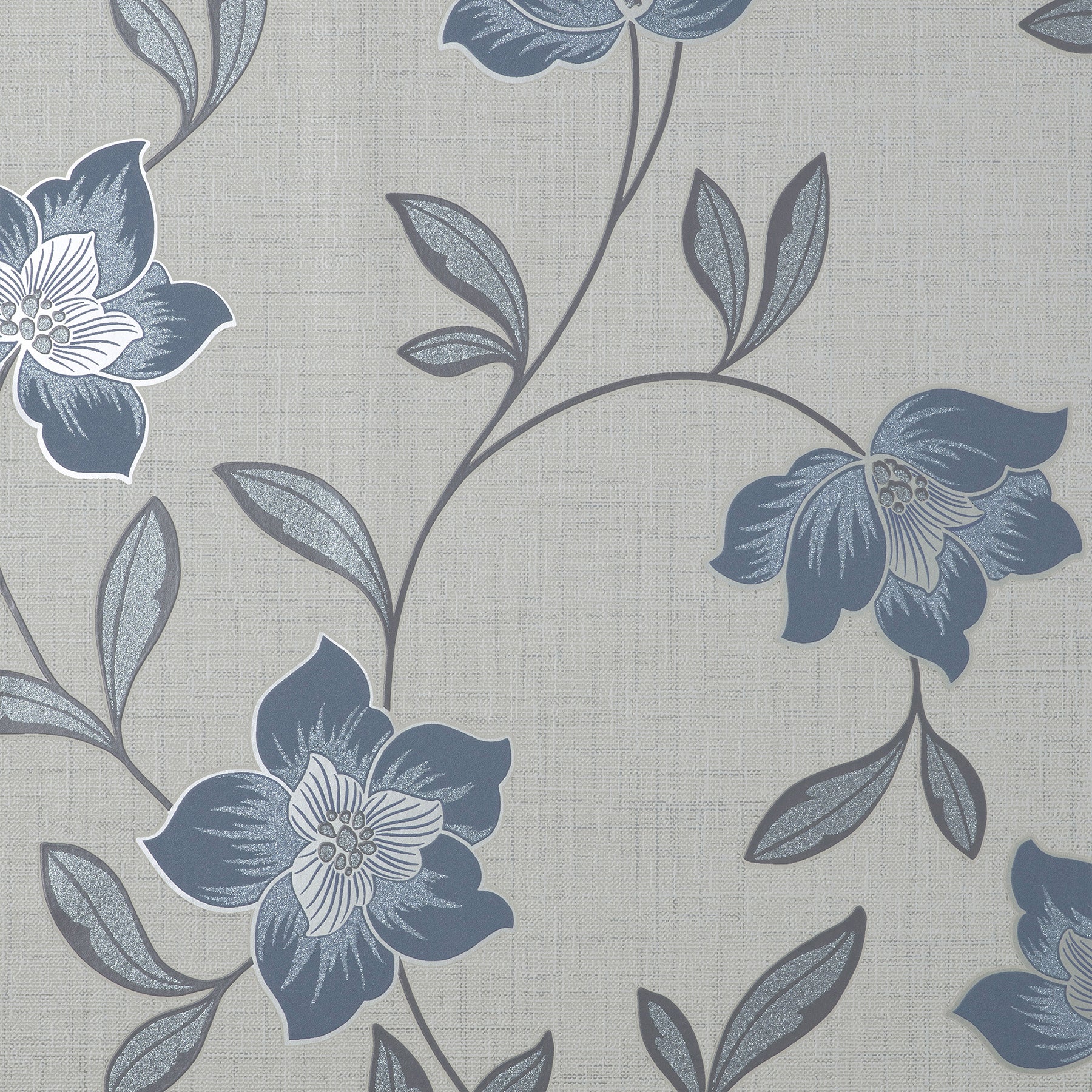 Fine Decor Larson Blue Floral Wallpaper, 20.5-in by 33-ft