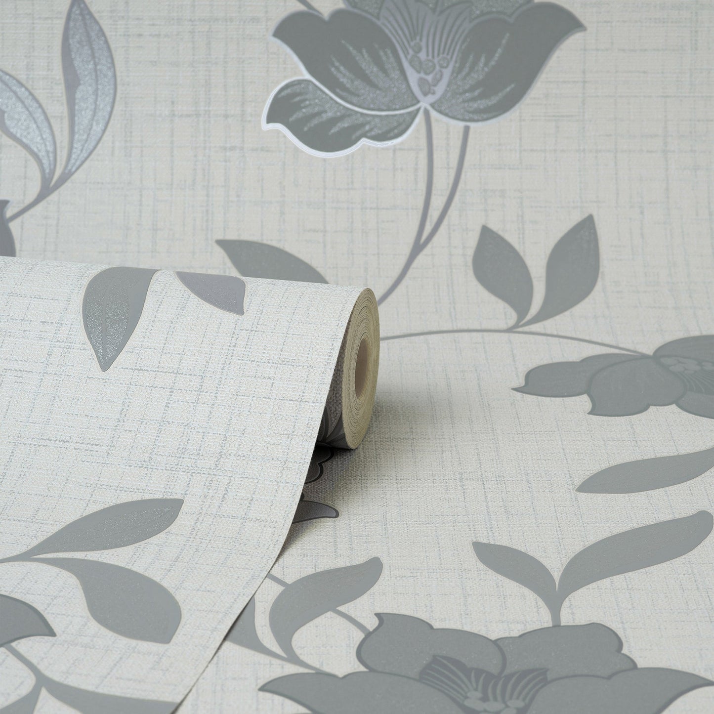 Fine Decor Larson Grey Floral Wallpaper, 20.5-in by 33-ft