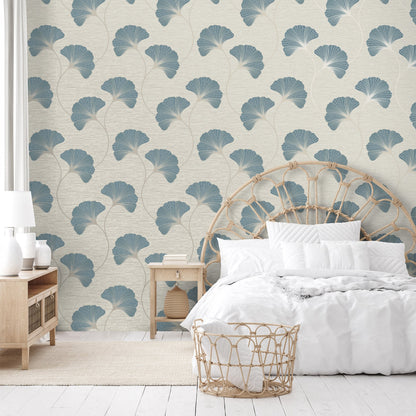 Fine Decor Miya Teal Ginkgo Wallpaper, 20.5-in by 33-ft