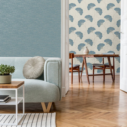 Fine Decor Miya Teal Ginkgo Wallpaper, 20.5-in by 33-ft