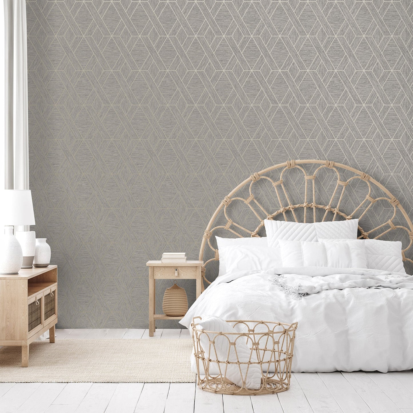 Fine Decor Malcolm Grey Geo Wallpaper, 20.5-in by 33-ft