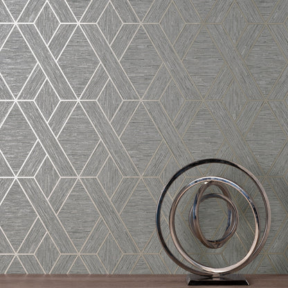 Fine Decor Malcolm Grey Geo Wallpaper, 20.5-in by 33-ft