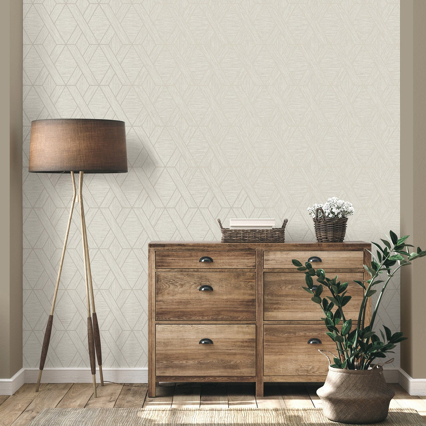 Fine Decor Malcolm Natural Geo Wallpaper, 20.5-in by 33-ft