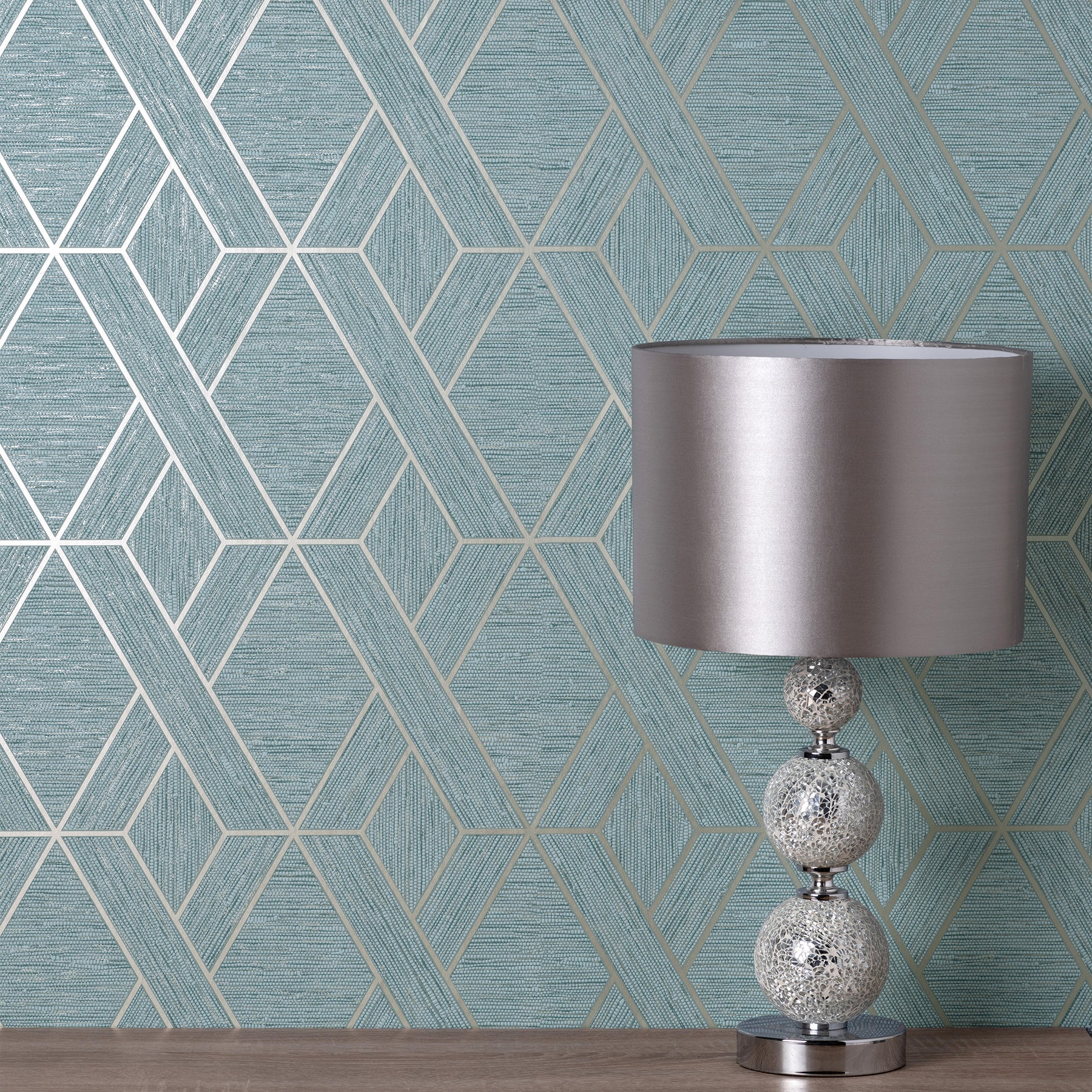 Fine Decor Malcolm Teal Geo Wallpaper, 20.5-in by 33-ft