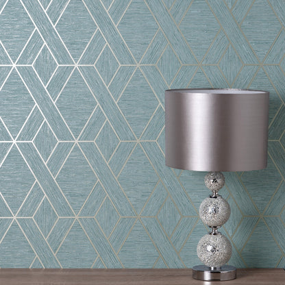 Fine Decor Malcolm Teal Geo Wallpaper, 20.5-in by 33-ft