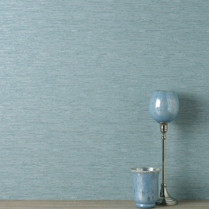 Fine Decor Mephi Teal Grasscloth Wallpaper, 20.5-in by 33-ft