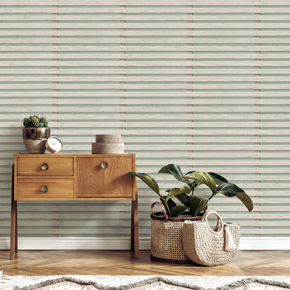 Fine Decor Marlow Sage Wood Slats Wallpaper, 20.5-in by 33-ft