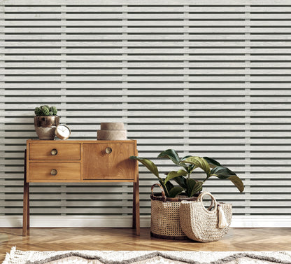 Fine Decor Marlow Charcoal Wood Slats Wallpaper, 20.5-in by 33-ft