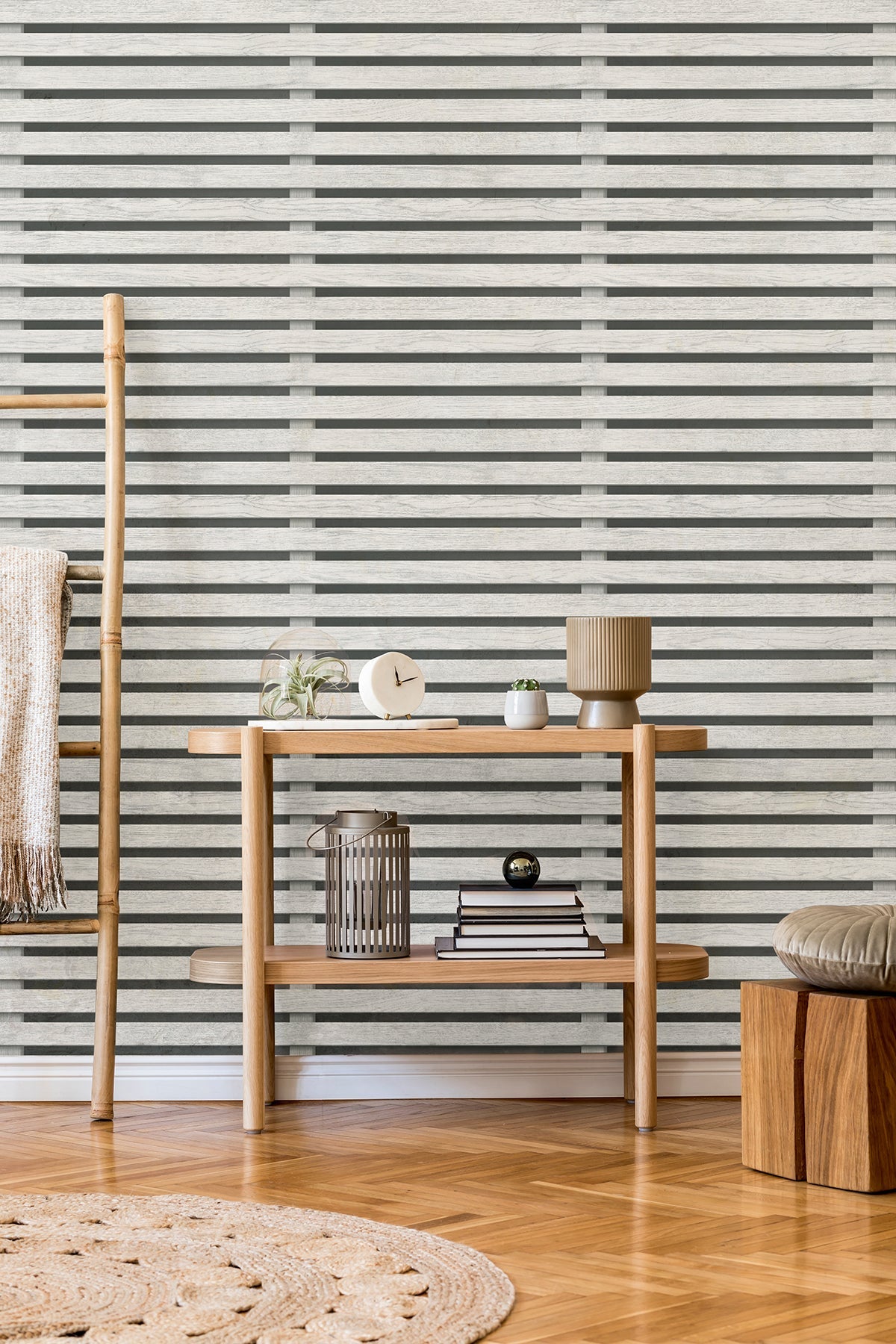 Fine Decor Marlow Charcoal Wood Slats Wallpaper, 20.5-in by 33-ft